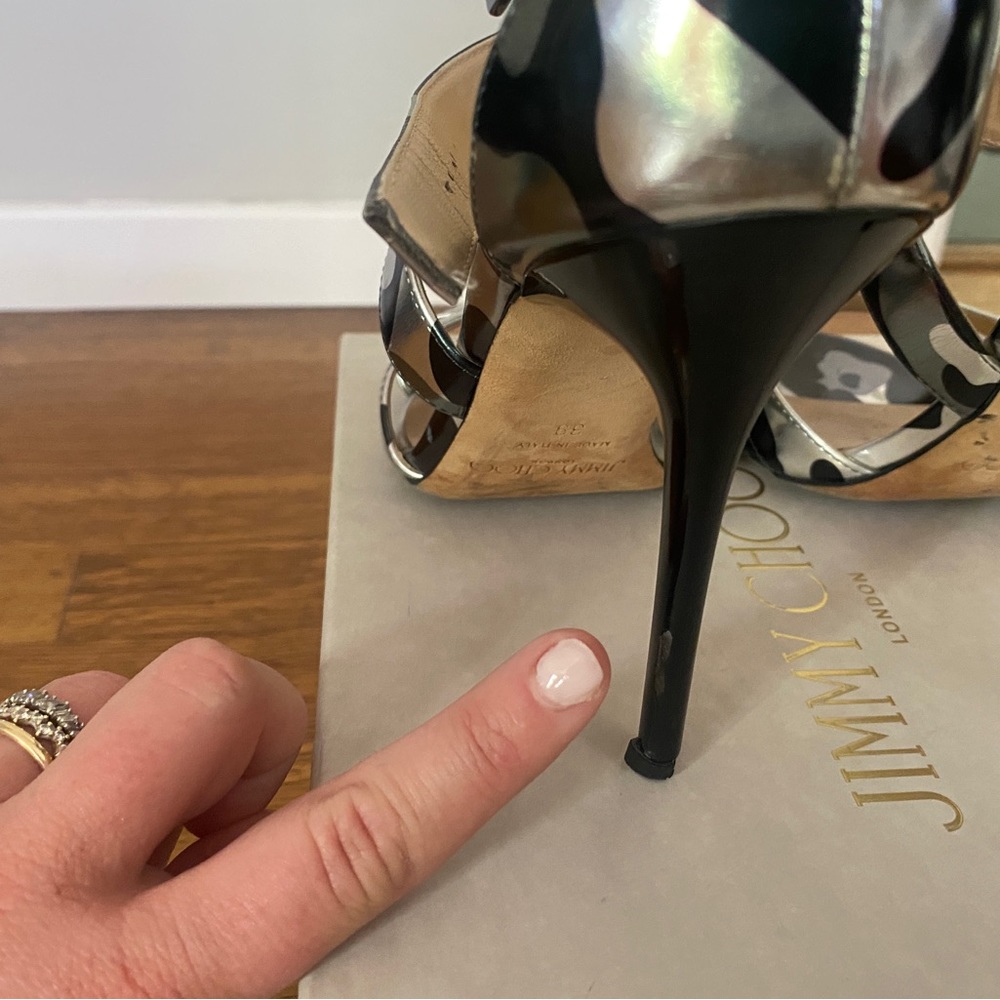 Jimmy Choo Lottie 39/size 9 CIP STEEL MIX (Black and Silver Camo) - Picture 4 of 7